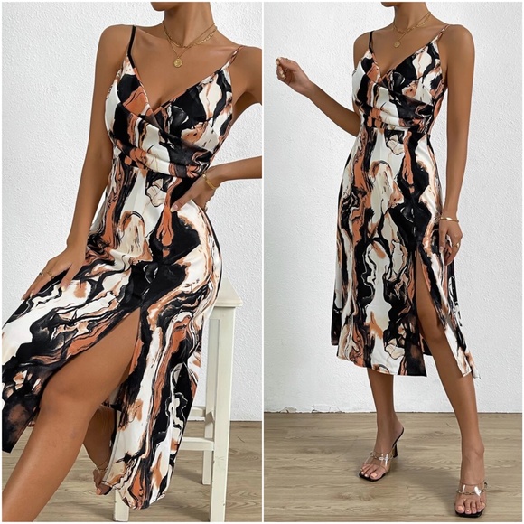 Luxe Water Color Slit Leg Cami dress - Picture 5 of 6